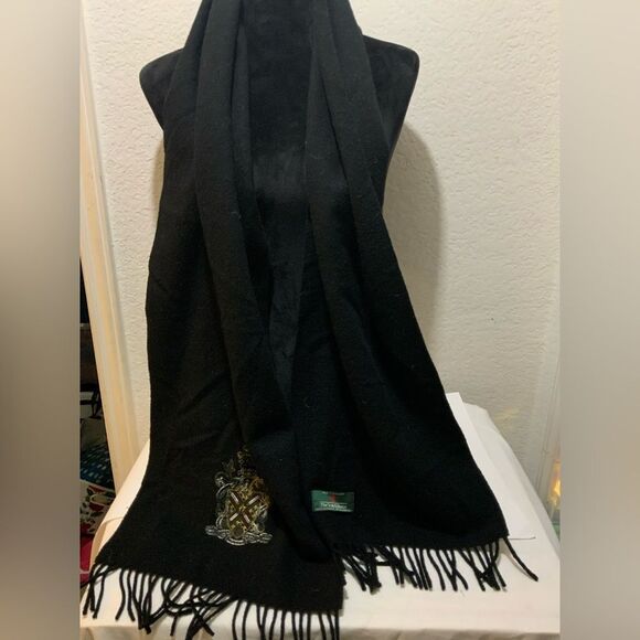 The Scotch House 100% Wool Lambswool black Scarf 12”x72” vintage - Picture 10 of 13